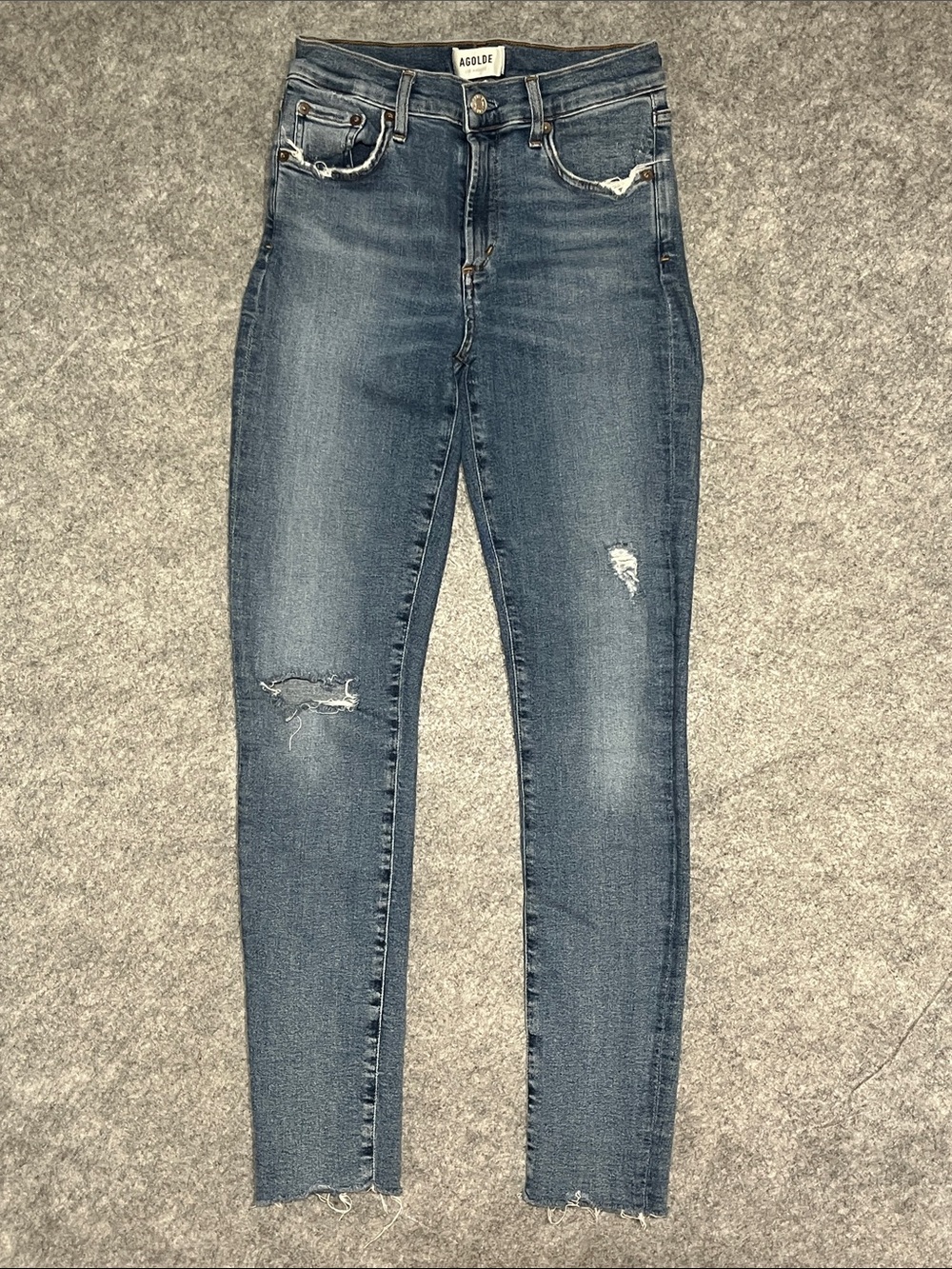 Agolde Sophie Distressed Skinny Jeans in Washed Blue